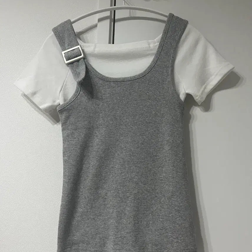 [BUNJANG] Layered Sleeveless T-Shirt Set / 그레이 민소매 레이어드 티셔츠 새상품