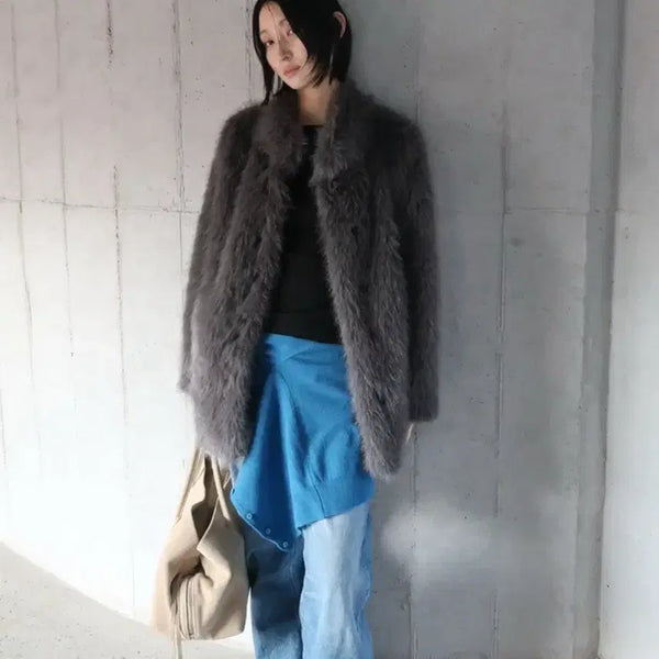 [BUNJANG] Texture Seoul Fur Jacket Grey / 텍스쳐서울 퍼자켓 그레이