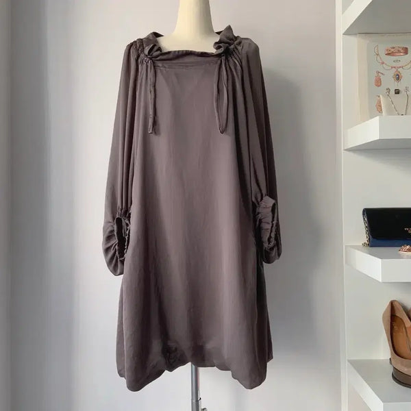 [BUNJANG] Max & Co. Brown Shirring Drawstring Mini Dress / [55] 맥스앤코 MAX&Co브라운 셔링 원피스