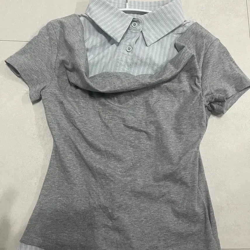 [BUNJANG] Layered Short Sleeve Shirt - New Arrival / 레이어드 반팔 셔츠 새상품