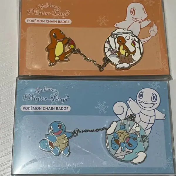 [BUNJANG] Pokemon Store Chain Badge Squirtle & Charmander Bundle Set / 포켓몬 스토어 체인 뱃지 꼬부기 파이리 일괄