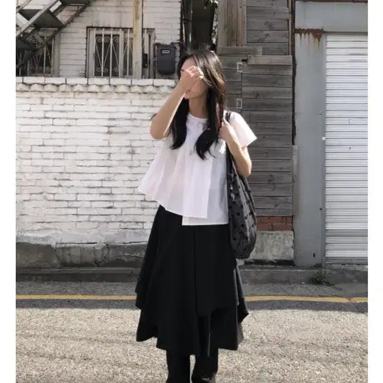 [BUNJANG] Our's Flyn Layer Skirt Black / 아워프 플린 레이어 스커트 블랙