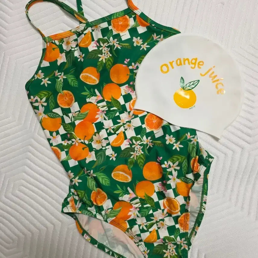 [BUNJANG] Delightfull Orange Checker Swimsuit L / 딜라잇풀 오렌지체커 수영복 L