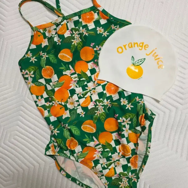 [BUNJANG] Delightfull Orange Checker Swimsuit L / 딜라잇풀 오렌지체커 수영복 L