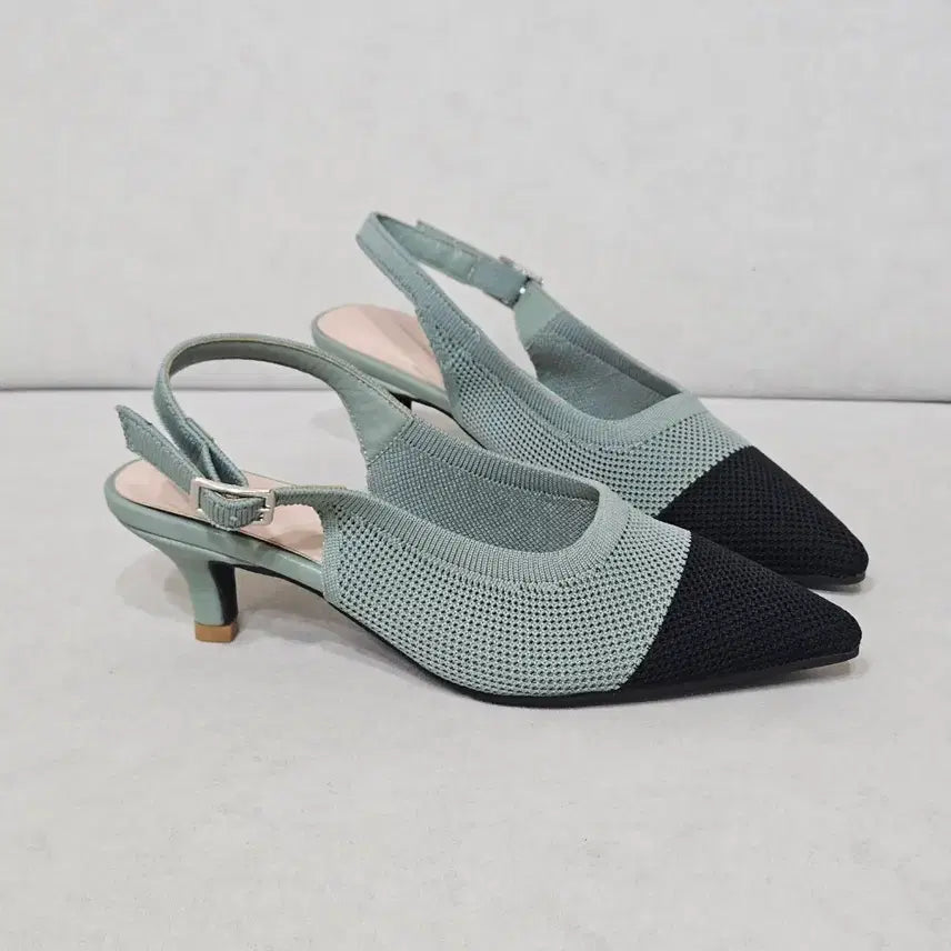 [BUNJANG] Two-Tone Knit Slingback Heels / 새상품 투톤 배색 니트 구두 슬링백 230