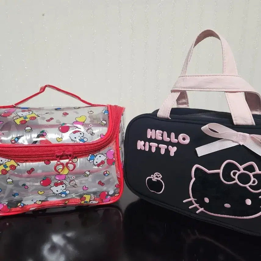 [BUNJANG] Hello Kitty Pouch Set (Clear/Black) Bundle Set / 헬로키티 파우치 세트 (투명/블랙)(일괄)