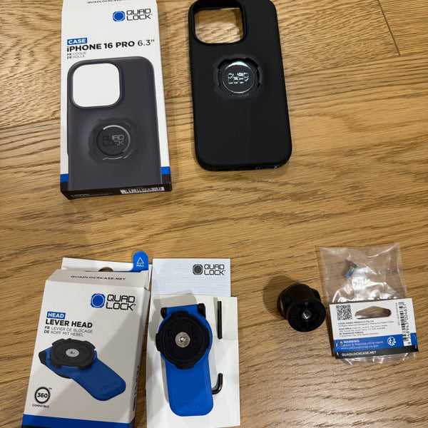 [BUNJANG] Quad Lock Lever Head, Knuckle Adapter, and iPhone 16 Pro Case Bundle / 쿼드락 레버 헤드 + 너클 어댑터 + 쿼드락 아이폰 16프로 케이스 판매합니다.