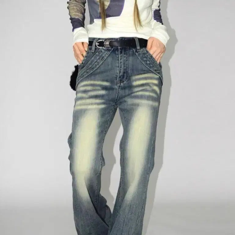 [BUNJANG] Light Wash Bell Bottom Denim Pants / 연청 워싱 벨보텀 데님 팬츠