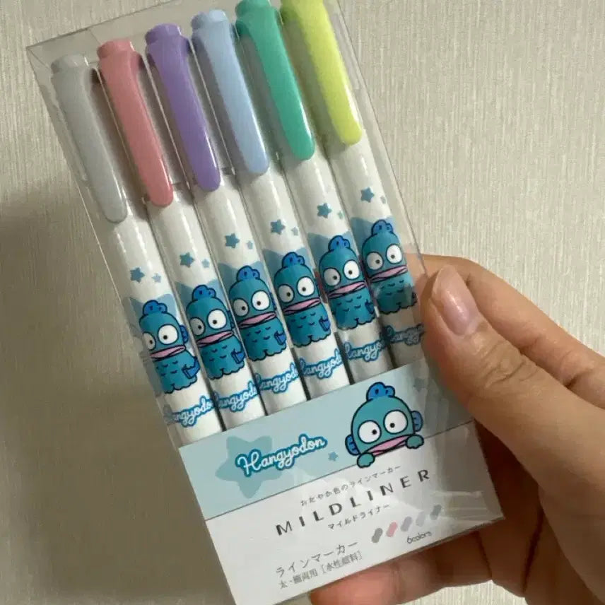 [BUNJANG] Sanrio Hangyodon Mildliner Highlighter Pen Set / 산리오 한교동 마일드라이너 형광펜 세트