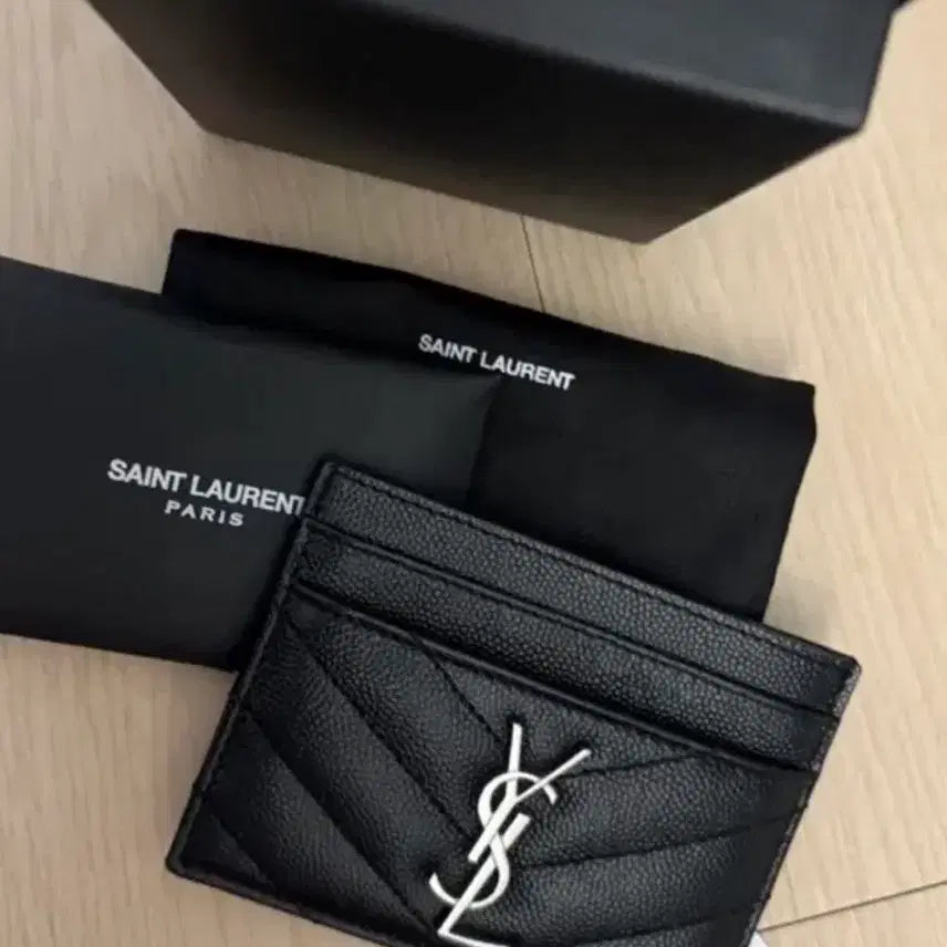 [BUNJANG] Saint Laurent Silver Logo Card Holder / 입생로랑 은장로고 카드지갑
