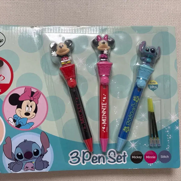 [BUNJANG] Disney Character Spinning Pen Set (3 Types) / 디즈니 캐릭터 볼펜3종세트 ((누르면 캐릭터가 돌아가요))