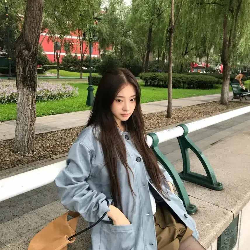 [BUNJANG] Letter From Moon Moren Suede Oversized Jacket (Blue Gray) / 레터프롬문 가을신상 Moren Suede Oversized Jacket (Blue Gray)