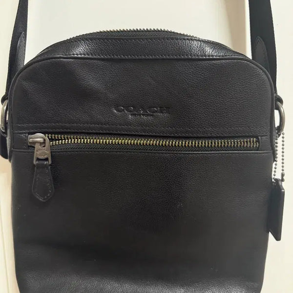 [BUNJANG] Coach Leather Houston Flight Bag Crossbody Black / 코치 남성 레더 휴스턴 플라이트 백 사각 크로스백 블랙