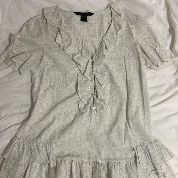 [BUNJANG] Marc Jacobs Frill V-Neck Blouse / 마크 제이콥스 프릴 브이넥 블라우스