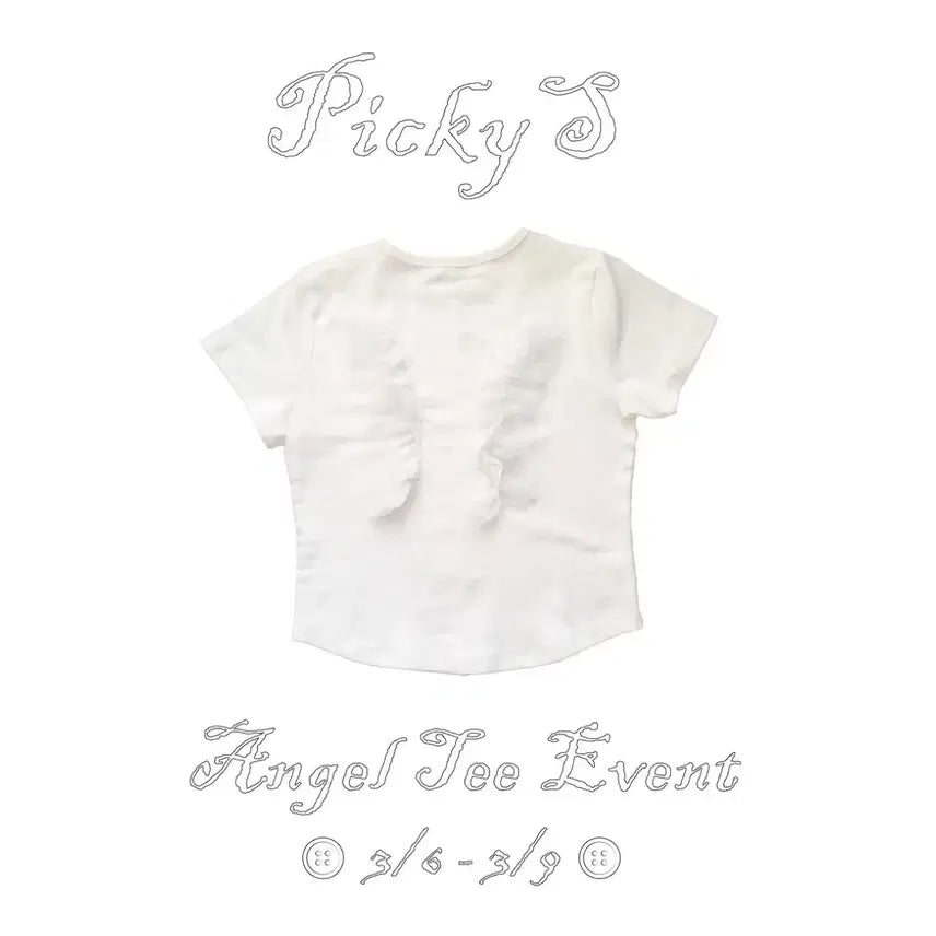 [BUNJANG] Pickys Studio Angel Frill Lace T-Shirt / Pickys studio 엔젤 티 천사 프릴 레이스 티셔츠