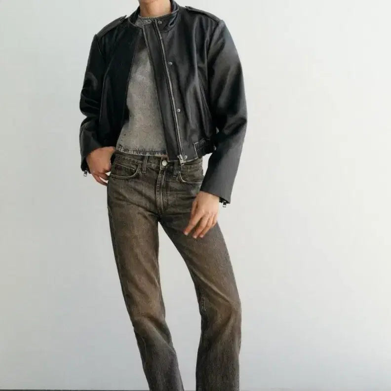 [BUNJANG] ZARA TRF Mid-Rise Slit Brown Denim Trousers / 새상품)자라 trf 미드라이즈 슬릿 브라운 데님