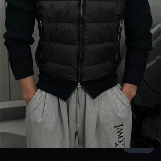 [BUNJANG] Mood Black Knit Padded Zip-Up / 무드 블랙 니트 패딩 집업