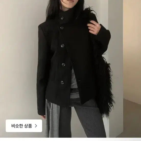 [BUNJANG] Onmind Highneck Slim Coat Black / 온마인드 하이넥 슬림 코트 블랙