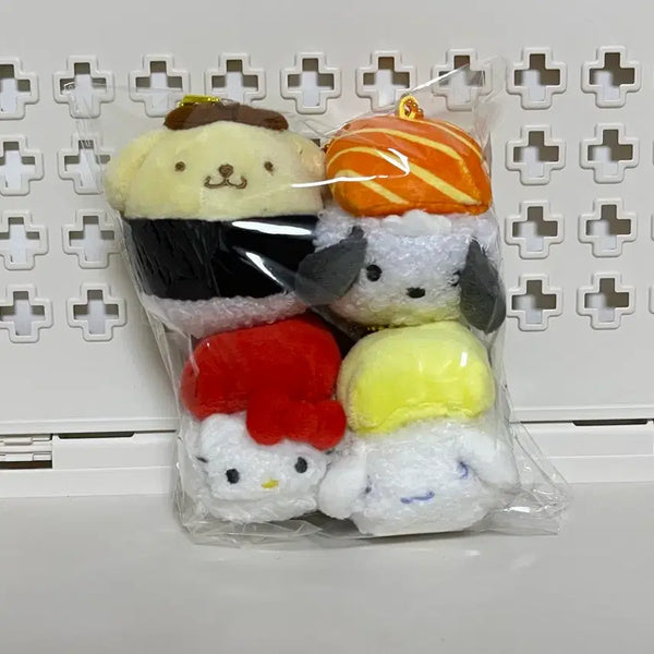 [BUNJANG] Sanrio Sushi Plush Keychain 4 Types Set / 산리오 초밥 인형 키링 4종 세트 새상품