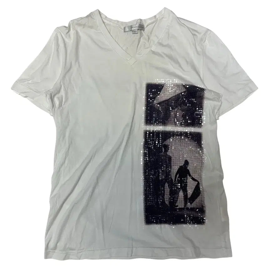 [BUNJANG] WooYoungMi Solid Homme Sequin White T-shirt Size 95 / 우영미 솔리드옴므 스팽글 화이트반팔티 95