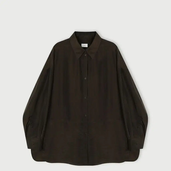 [BUNJANG] ETHOS Sheer Sleeve Shirt Brown / ETHOS 에토스 시어 슬리브 셔츠 브라운