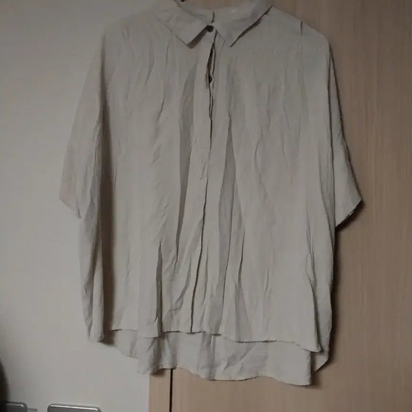 [BUNJANG] Plus Size Beige Short-Sleeve Blouse / 빅사이즈 하늘하늘한소재 베이지색 반팔 블라우스 77 88