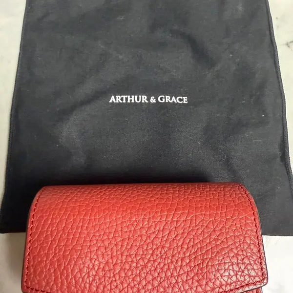 [BUNJANG] Authier & Grace Red Leather Golf Ball Case with Pouch / 아더 앤 그레이스 골프볼 케이스