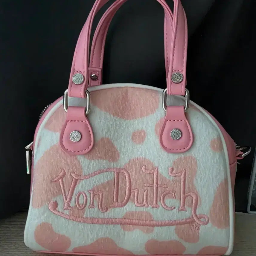 [BUNJANG] Von Dutch Pink Cow Pattern Tote Bag / Von sutch  핑크 카우 패턴 토트백