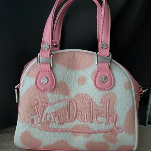 [BUNJANG] Von Dutch Pink Cow Pattern Tote Bag / Von sutch  핑크 카우 패턴 토트백