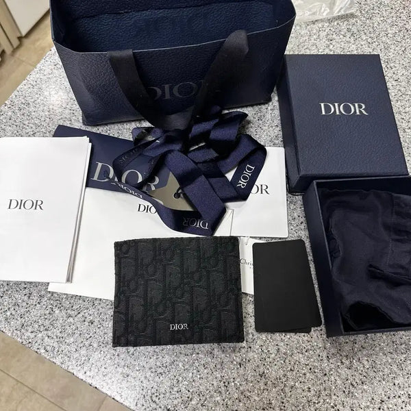 [BUNJANG] Dior Oblique Bifold Wallet Black Full Set / 디올 오블리크 반지갑 블랙 풀구성