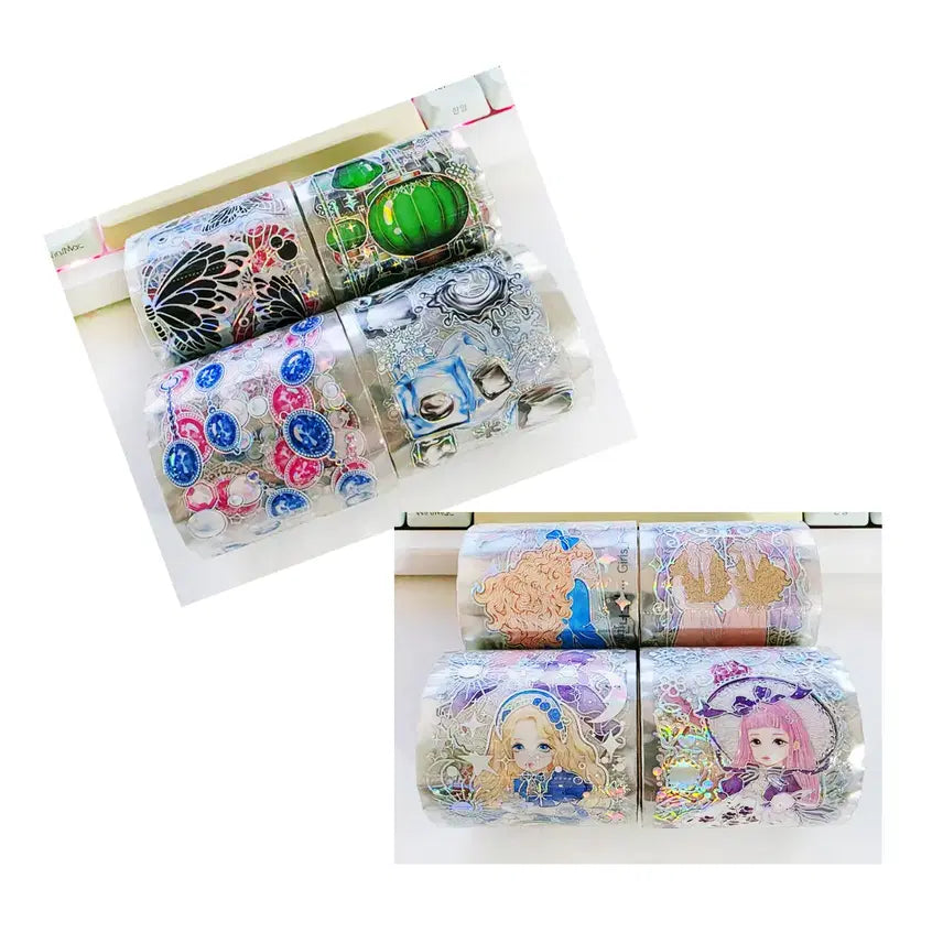 [BUNJANG] Aurora Box 3D Sticker Set (8 pcs) / 일괄) 8개 3D박 인물 배경소품 오로라박 까만너구리 다꾸 마테 디테 PET