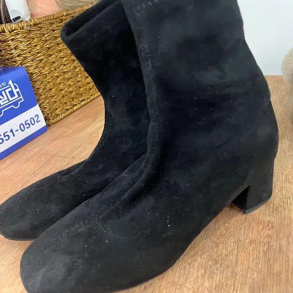 [BUNJANG] Black Suede Ankle Boots / 블랙 스웨이드 앵클 부츠