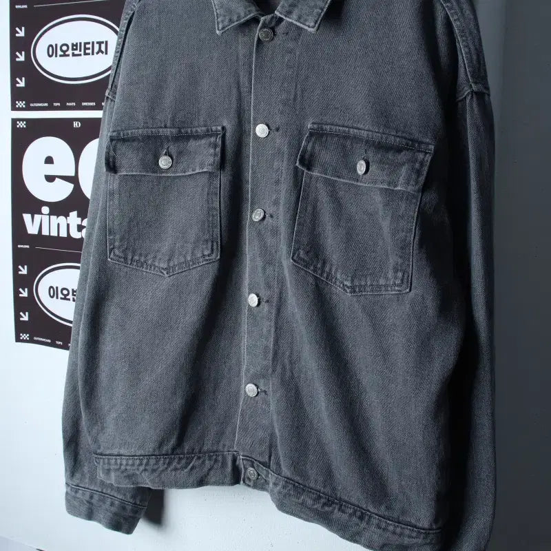 [BUNJANG] Brand Vintage Zip-up Windbreaker Denim Jacket / (F) 브랜드빈티지 집업 바람막이 점퍼자켓 데님 흑청-H37423