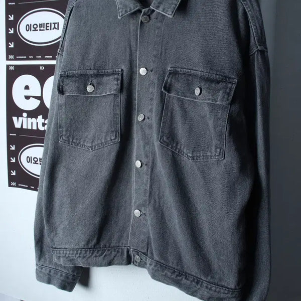 [BUNJANG] Brand Vintage Zip-up Windbreaker Denim Jacket / (F) 브랜드빈티지 집업 바람막이 점퍼자켓 데님 흑청-H37423