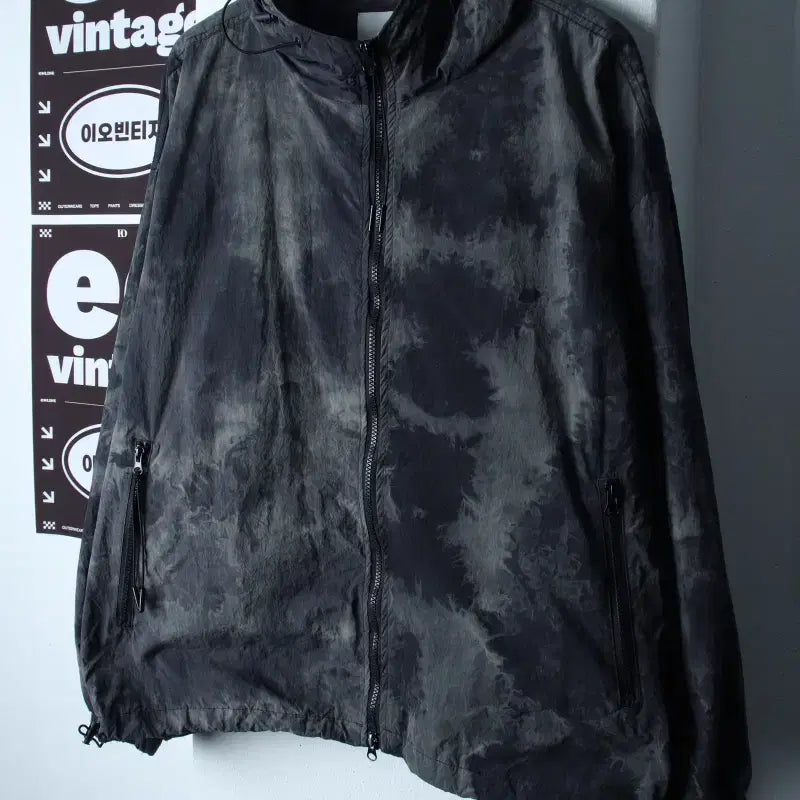 [BUNJANG] Vintage Zip-Up Windbreaker Jacket Tie-Dye Charcoal / (F) 브랜드빈티지 집업 바람막이 점퍼자켓 타이다이 차콜-H37425