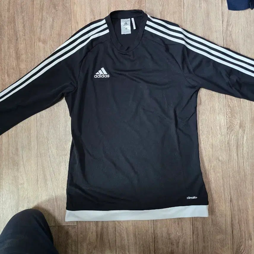 [BUNJANG] Adidas Climalite Track Training Long Sleeve Shirt Black / 아디다스 클라이마라이트 삼선 긴팔 트레이닝 셔츠 (블랙) 100