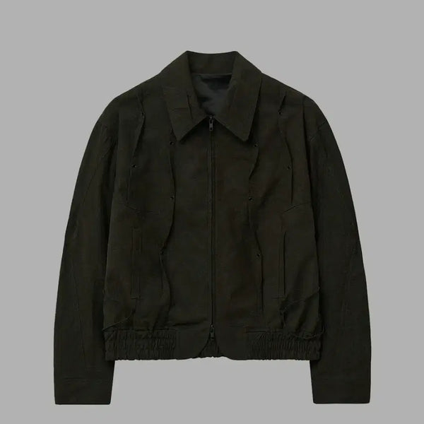 [BUNJANG] Ellude Curved Valley Cracked Washed Blouson Burning Black / 엘무드 커브드 밸리 크랙 워시드 블루종 버닝블랙 44