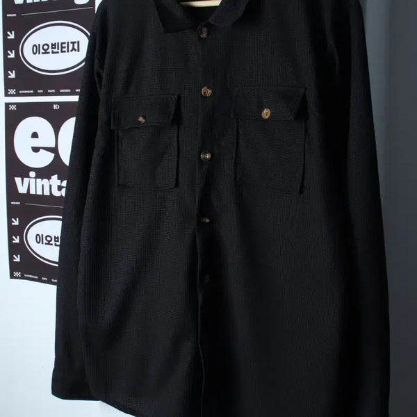 [BUNJANG] Brand Vintage Two-Pocket Solid Shirt / (L-XL) 브랜드빈티지 셔츠 남방 투포켓 폴리 무지 아메카지-H37453