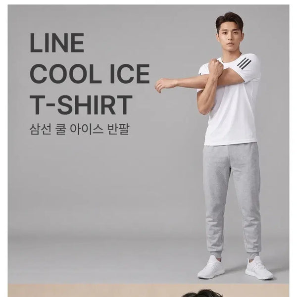 [BUNJANG] Men's 3-Pack Stripe Short-Sleeve T-Shirt Set / 3개세트 남성 삼선 반팔 티셔츠 빅사이즈 헬스 트레이닝 기능성 운동복