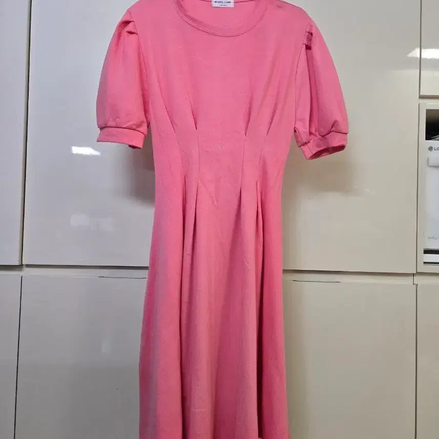[BUNJANG] Michael Kors Pink Puff Sleeve Long Dress / [마이클 코어스] 핑크 퍼프 소매 원피스