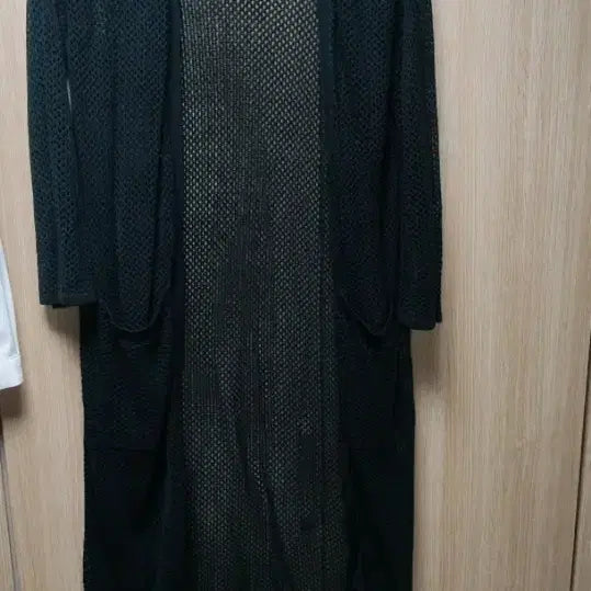 [BUNJANG] Sheer Knit Long Cardigan Black / 망사짜임뜨개 니트 롱가디건 검정색