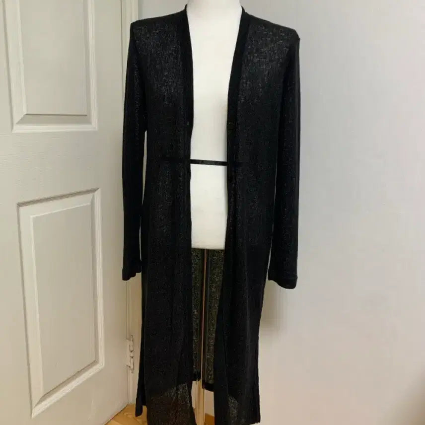 [BUNJANG] Linen Blend Black Long Cardigan / 린넨혼방 블랙 롱가디건