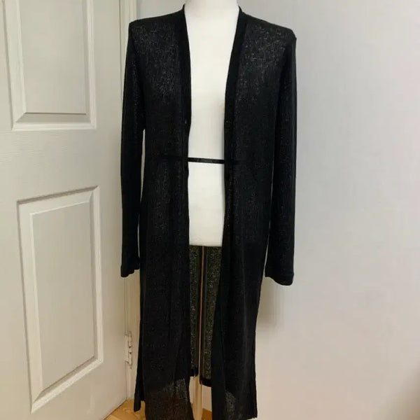 [BUNJANG] Linen Blend Black Long Cardigan / 린넨혼방 블랙 롱가디건