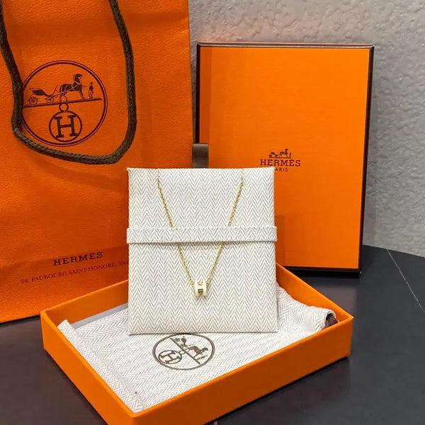 [BUNJANG] Hermes Mini Pop H Necklace Gold / 에르메스 미니 팝아슈 목걸이 POP H H로고 장식 골드