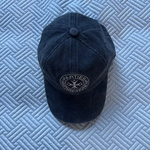 [BUNJANG] Punch Drunk Toys Circle Logo Washed Ball Cap Charcoal / 펀치드렁크파티즈 서클 로고 워시드 볼캡 차콜
