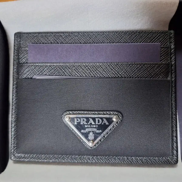 [BUNJANG] Prada Re-Nylon Saffiano Leather Card Holder Black / 프라다 리나일론 사피아노 레더 카드 홀더 블랙