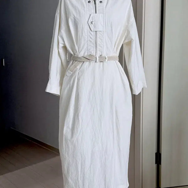 [BUNJANG] Off-White Belted Shirt Dress / #Story 오프 화이트 셔츠 원피스 벨트 포함 S-M