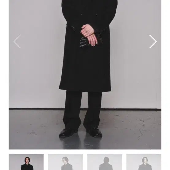 [BUNJANG] Artifects Leather Collar Double Coat Black / 아트이프액츠 레더 칼라 더블 코트 블랙