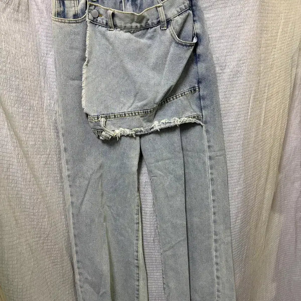 [BUNJANG] Light Blue Cutoff Denim Jeans / 컷팅 데님 청바지 라이트 블루