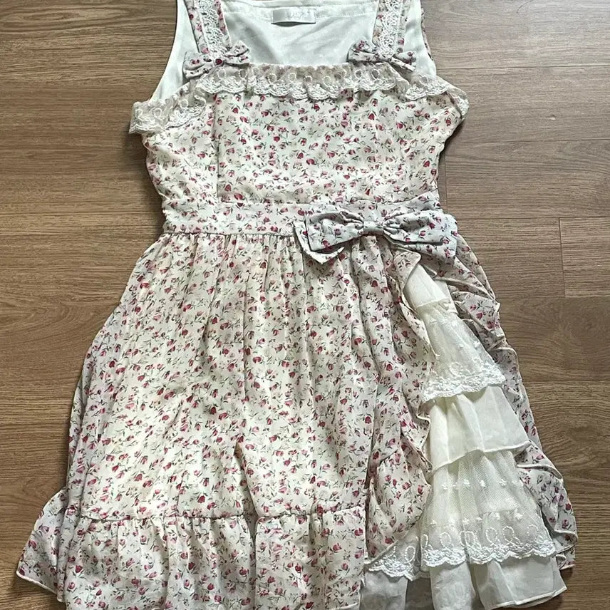[BUNJANG] Chiffon Floral Lace Dress / 쉬폰 꽃무늬 레이스 원피스